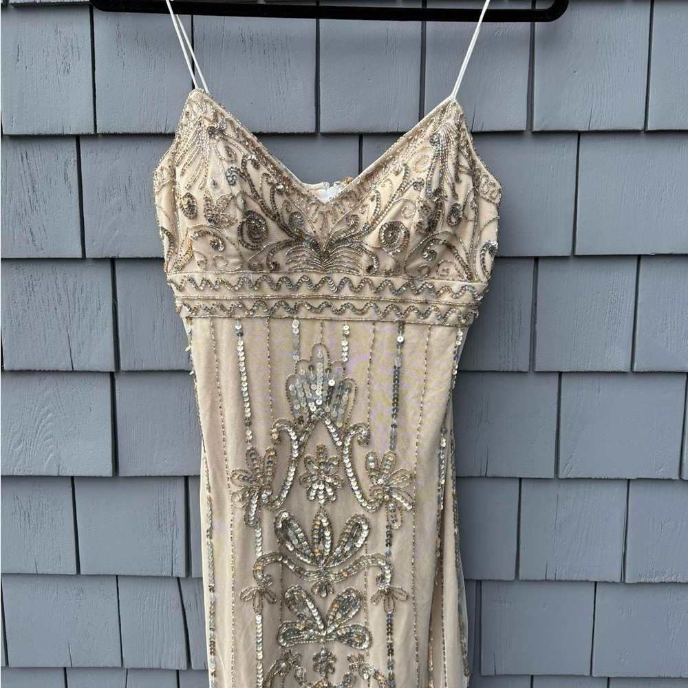 Elegant Beaded Cream Dress